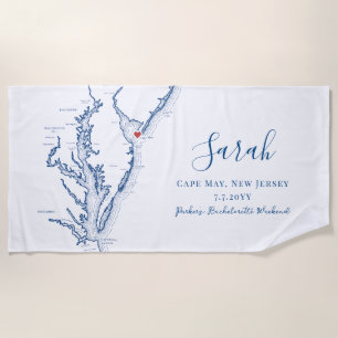 Cape May NJ Personalised Bachelorette Weekend Beach Towel