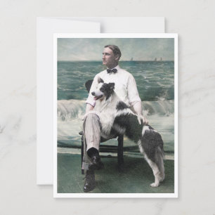 Cape May NJ RPPC 1910s Collie Dog Elegant Man Postcard