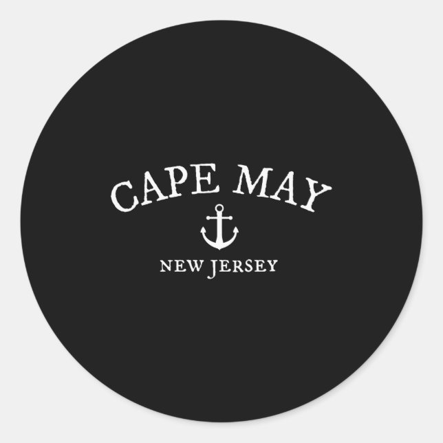 Cape May Nj Shirt, New Jersey Sea Town  Classic Round Sticker (Front)