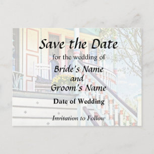 Cape May NJ - White Rocking Chair on Porch Announcement Postcard