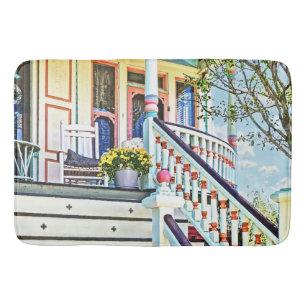 Cape May NJ - White Rocking Chair on Porch Bath Mat