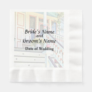 Cape May NJ - White Rocking Chair on Porch Napkin