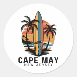 Cape May Point State Park New Jersey Surfing Surfe Classic Round Sticker