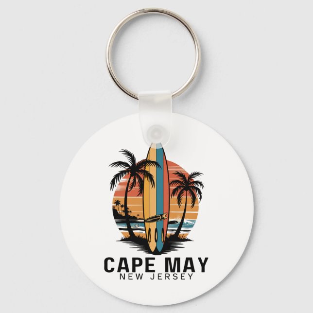 Cape May Point State Park New Jersey Surfing Surfe Key Ring (Front)