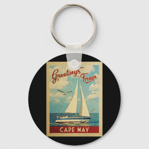 Cape May Sailboat Vintage Travel New Jersey Key Ring