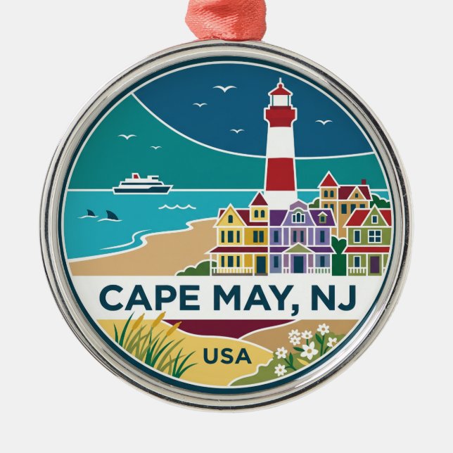 Cape May USA Metal Tree Decoration (Front)