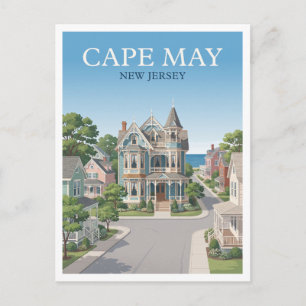 Cape May Victorian Streetscape New Jersey Postcard