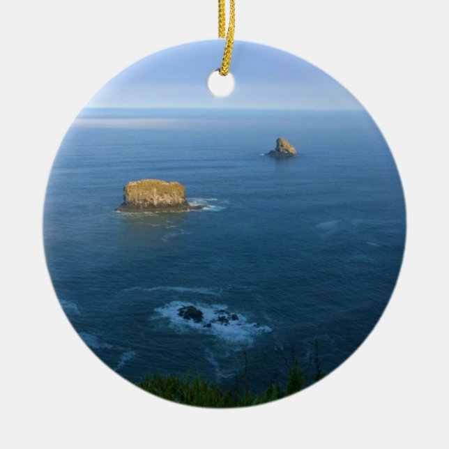 Cape Meares, Oregon Coast Ceramic Tree Decoration (Front)