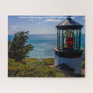 Cape Mears Lighthouse Oregon. Christmas Greetings Jigsaw Puzzle
