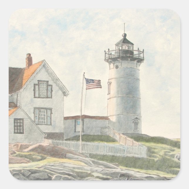 Cape Neddick Light Square Sticker (Front)
