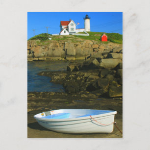 Cape Neddick Lighthouse and Boat Postcard