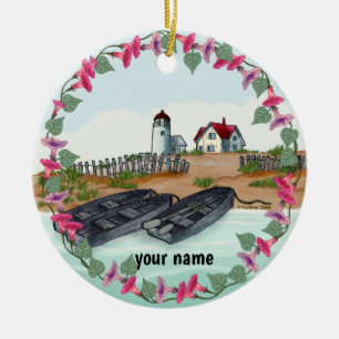 Cape Neddick Lighthouse Ceramic Tree Decoration