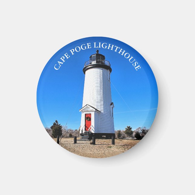 Cape Poge Lighthouse, Massachusetts Round Magnet (Front)