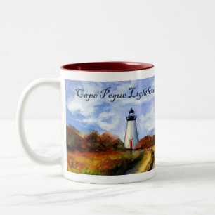 Cape Pogue Lighthouse Mug (Painting & Text)