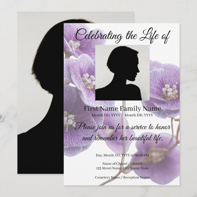 Cape Primrose memorial invitation (Front/Back)