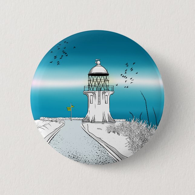 Cape Reinga Lighthouse New Zealand 6 Cm Round Badge (Front)