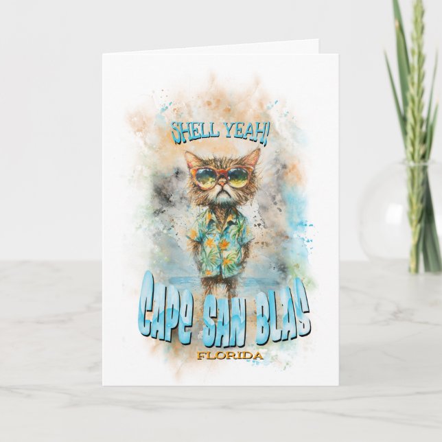 Cape San Blas Florida Beach Cat Card (Front)