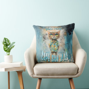 Cape San Blas Florida Beach Cat Cushion
