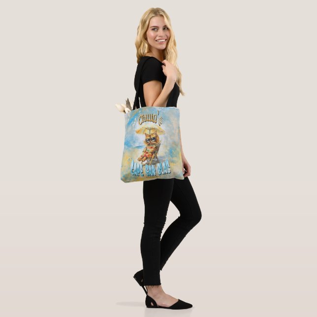 Cape San Blas Florida Beach Lounging Cat Tote Bag (On Model)