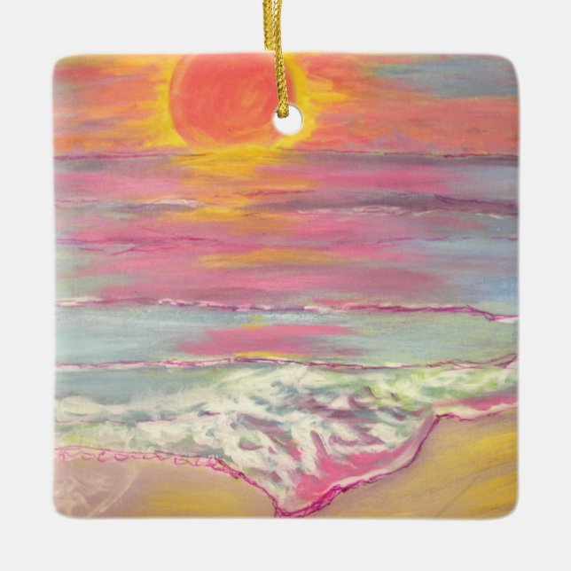 Cape San Blas Sunset Beach Ceramic Ornament (Front)