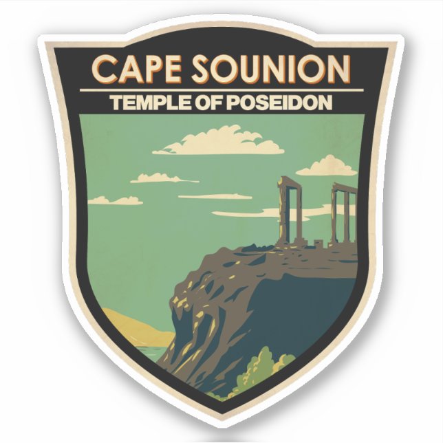 Cape Sounion Greece Travel Art Vintage (Front)