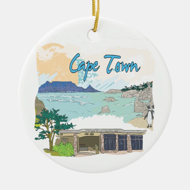 Cape Town Ceramic Tree Decoration (Front)