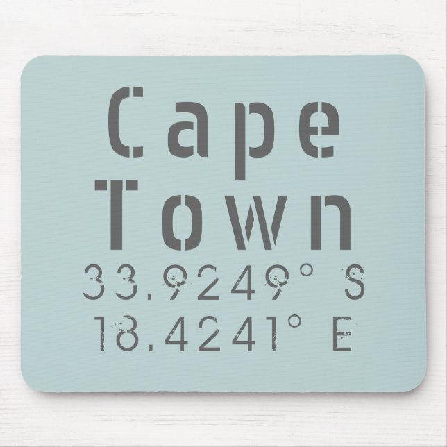 Cape Town Latitude Longitude Mouse Mat (Front)