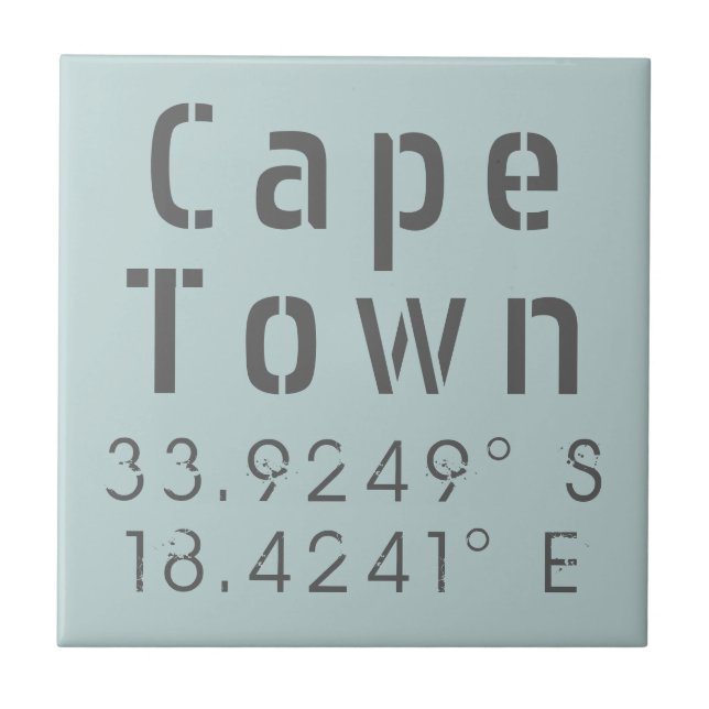 Cape Town Latitude Longitude Tile (Front)