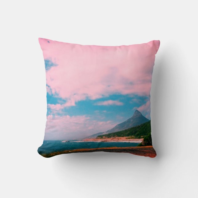 Cape Town Lion's Head Ocean View Throw Pillow (Front)