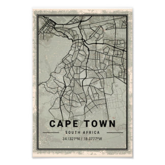 Cape town map print poster canvas | South africa