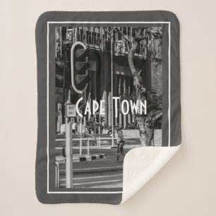 Cape Town Monochrome Cityscape Architecture Sherpa Blanket