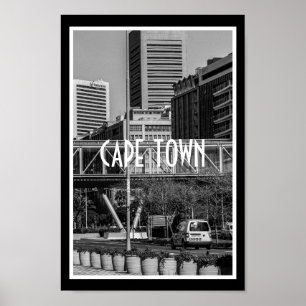 Cape Town Monochrome Cityscape Street Lifestyle Poster
