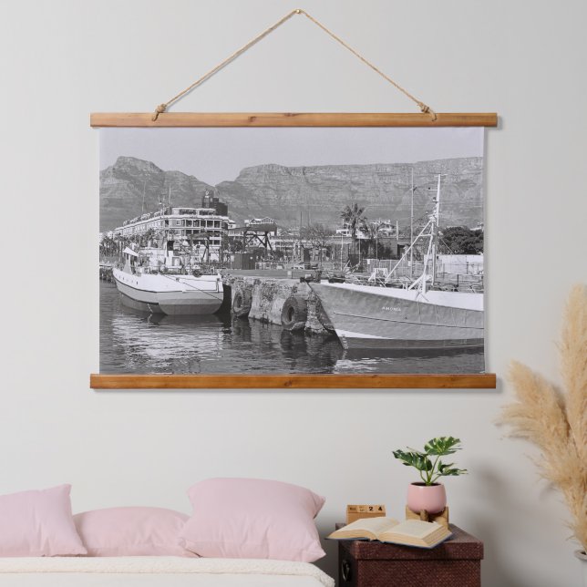Cape Town Monochrome V&A Waterfront Hanging Tapestry (Bedroom)
