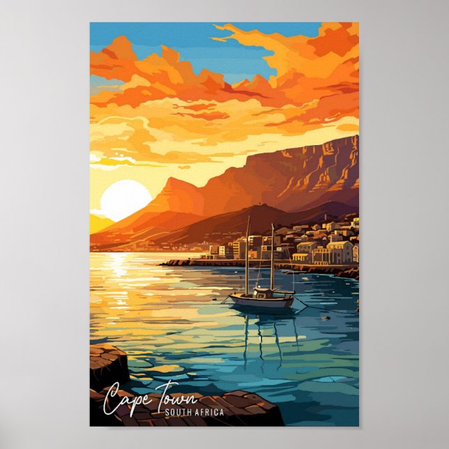 Cape Town South Africa Art Travel Illustration Poster (Front)