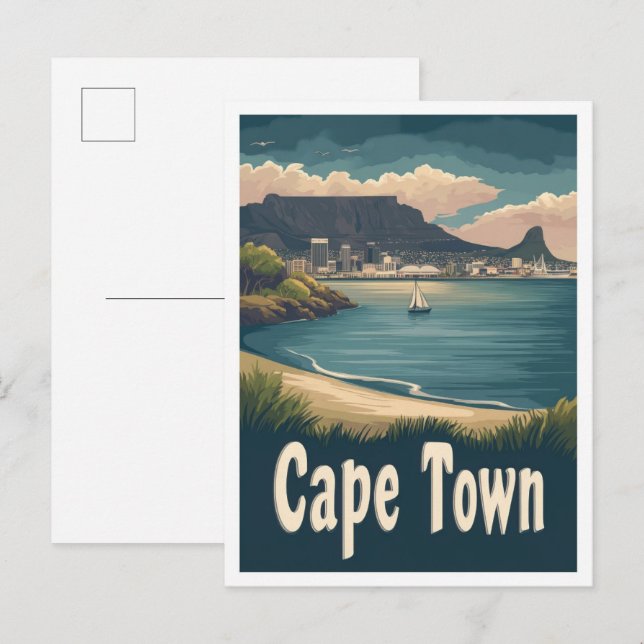 Cape Town South Africa Art Vintage Travel Postcard (Front/Back)