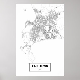 Cape Town, South Africa (black on white) Poster
