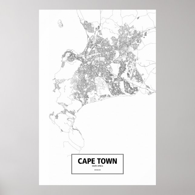 Cape Town, South Africa (black on white) Poster (Front)