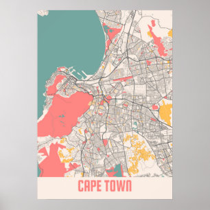 Cape Town - South Africa Chalk City Map Poster
