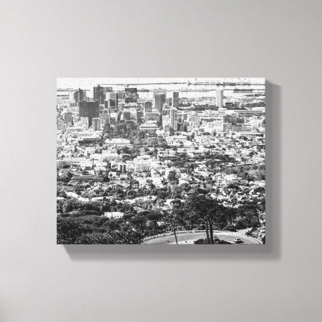 Cape Town South Africa Cityscape Monochrome Canvas Print (Front)
