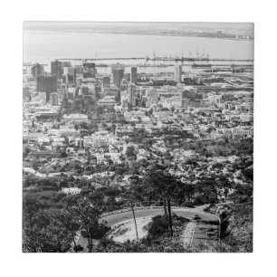 Cape Town South Africa Cityscape Monochrome Tile