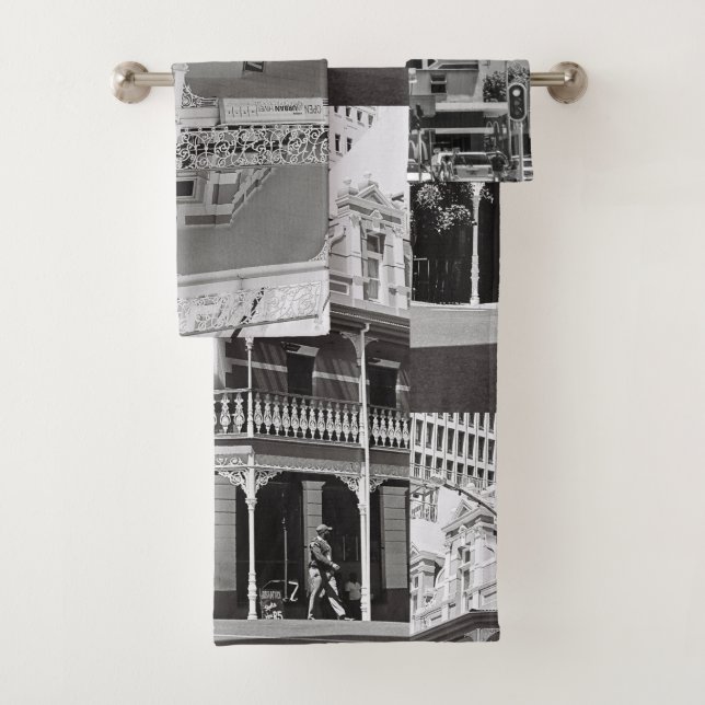 Cape Town South Africa Monochrome Bath Towel Set (Insitu)