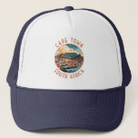 Cape Town South Africa Retro Distressed Circle Trucker Hat<br><div class="desc">Cape Town retro vector travel design. Cape Town is a port city on South Africa’s southwest coast,  on a peninsula beneath the imposing Table Mountain.</div>