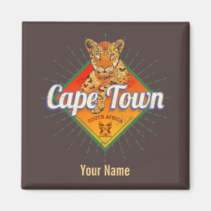 Cape Town South Africa Retro Leopard Vintage Lugga Magnet