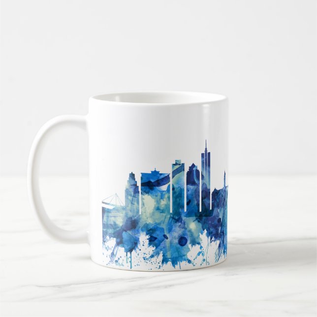 Cape Town South Africa Skyline Blue Coffee Mug (Left)