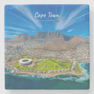 Cape Town, South Africa - Table Mountain View Stone Coaster