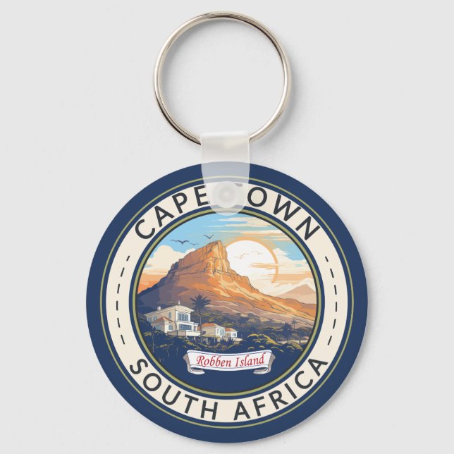Cape Town South Africa Travel Art Badge Key Ring (Front)