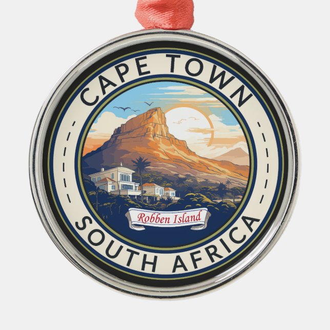 Cape Town South Africa Travel Art Badge Metal Tree Decoration (Front)