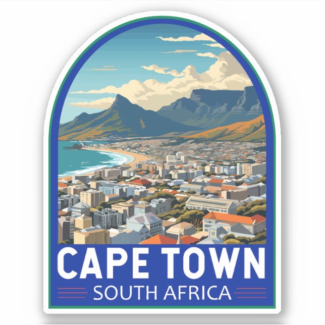 Cape Town South Africa Travel Art Vintage (Front)