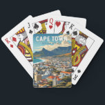 Cape Town South Africa Travel Art Vintage Playing Cards<br><div class="desc">Cape Town retro vector travel design. Cape Town is a port city on South Africa’s southwest coast,  on a peninsula beneath the imposing Table Mountain.</div>