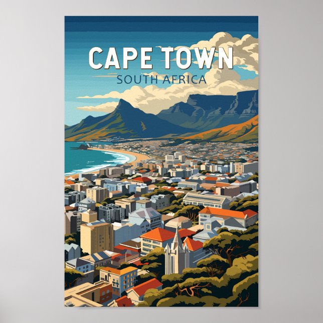 Cape Town South Africa Travel Art Vintage Poster (Front)